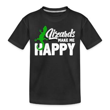 Gecko Eidechse - Kinder Premium Bio T-Shirt - Schwarz - Vorne