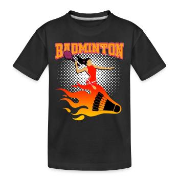 Badminton - Kinder Premium Bio T-Shirt - Schwarz - Vorne