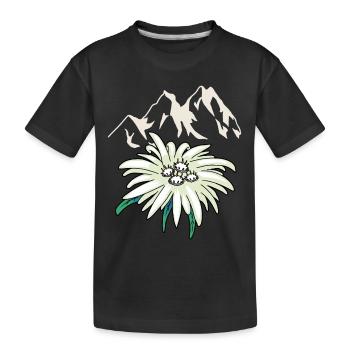 Mountains mountains peaks Edelweiß Blume Tirol - Kids' Premium Organic T-Shirt - black - Front