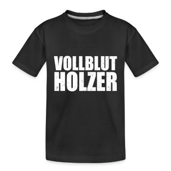 Vollblut Holzer Wald Forst Holz Holzfäller Säge - Kinder Premium Bio T-Shirt - Schwarz - Vorne
