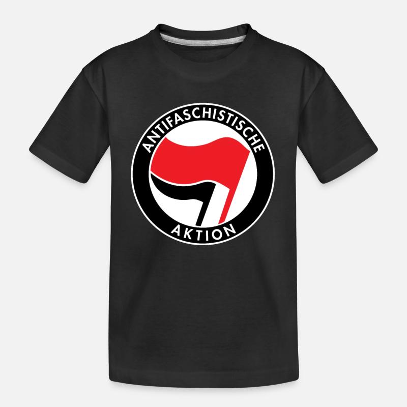 Action antifasciste, Logo Antifa, Drapeaux - T-shirt bio Premium Enfant - noir