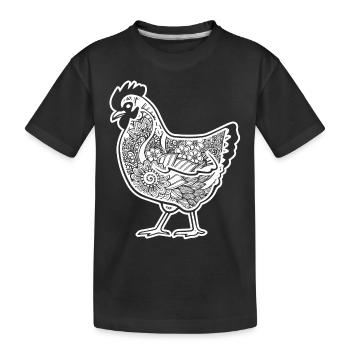 Huhn Huhn Blumenmuster - Kinder Premium Bio T-Shirt - Schwarz - Vorne