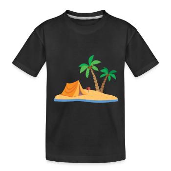 AC new horizon island Nook residents gaming fishing - Kids' Premium Organic T-Shirt - black - Front
