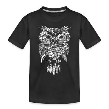Eule Eule Blumenmuster - Kinder Premium Bio T-Shirt - Schwarz - Vorne
