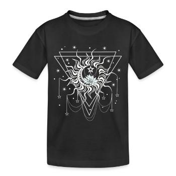 Sonne Mond und Sterne - Kinder Premium Bio T-Shirt - Schwarz - Vorne