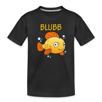 Blubb Goldfisch Süßer Fisch Aquarium Fischchen - Kinder Premium Bio T-Shirt - Schwarz - Vorne