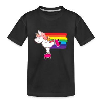 Patin à roulettes Licorne Patin à roulettes - T-shirt bio Premium Enfant - noir - Devant