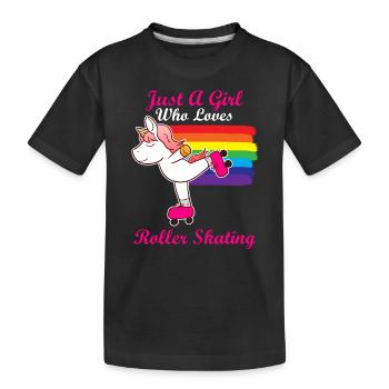 Roller skating - Kids' Premium Organic T-Shirt - black - Front