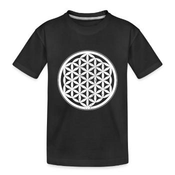 Lebensblume Flower Of Life Blume des Lebens Yoga - Kinder Premium Bio T-Shirt - Schwarz - Vorne