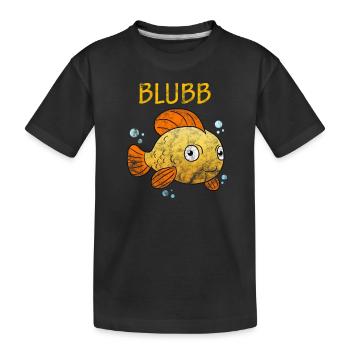 Blubb Goldfisch Süßer Fisch Aquarium Fischchen - Kinder Premium Bio T-Shirt - Schwarz - Vorne