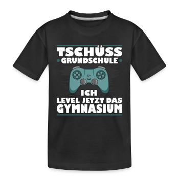 Tschüss Grundschule Level Jetzt Gymnasium Gaming G - Kinder Premium Bio T-Shirt - Schwarz - Vorne