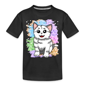 Fantasy Kitten Katzen Traum Welt Fantasy Natur - Kinder Premium Bio T-Shirt - Schwarz - Vorne