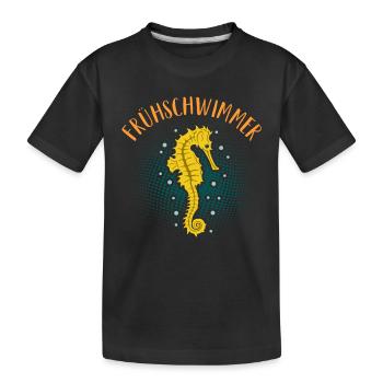 Frühschwimmer Seepferdchen Bestanden Abzeichen - Kinder Premium Bio T-Shirt - Schwarz - Vorne