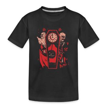 Gruselige Sarguhr: Mitternacht im Monsterreich - Kinder Premium Bio T-Shirt - Schwarz - Vorne