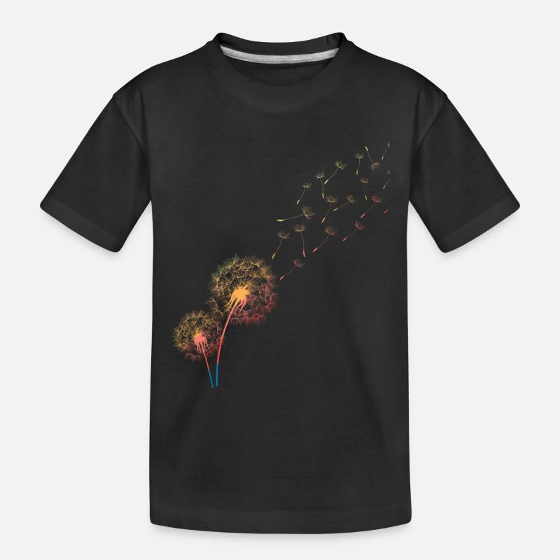 Löwenzahn, Knäuelgras, Pusteblume - Kinder Premium Bio T-Shirt - Schwarz
