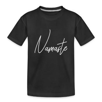 Namaste font - Kids' Premium Organic T-Shirt - black - Front