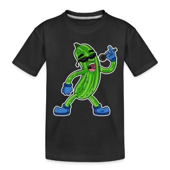 Gurke singt lustige Illustration Gemüse Geschenk - Kinder Premium Bio T-Shirt - Schwarz - Vorne