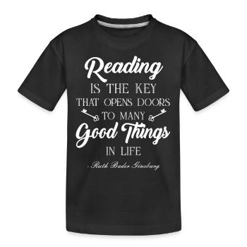 La lecture est la clé | RBG - T-shirt bio Premium Enfant - noir - Devant