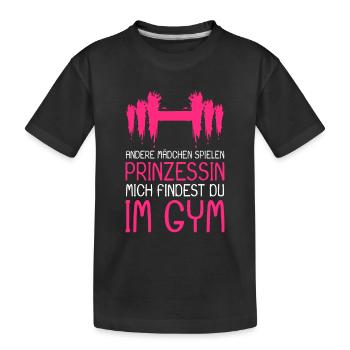 Prinzessin Gym Spruch - Prinzessin im Gym - Kinder Premium Bio T-Shirt - Schwarz - Vorne