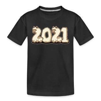 Frohes Neues Jahr 2021 Fluffy Llama Alpaca Nettes Geschenk - Kinder Premium Bio T-Shirt - Schwarz - Vorne
