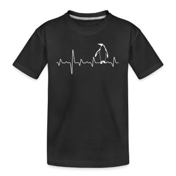 Pinguin Herzschlag T-Shirt Geschenk - Kinder Premium Bio T-Shirt - Schwarz - Vorne