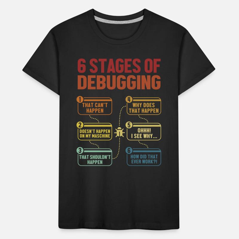 6 Stages of Debugging Full Stack Coder Software Kids' Premium Organic T-Shirt