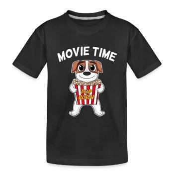 Kinoabend Filmabend Movie time Jack Russell - Kinder Premium Bio T-Shirt - Schwarz - Vorne