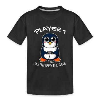 Erstes Baby Spieler 1 Schwanger Baby Pinguin - Kinder Premium Bio T-Shirt - Schwarz - Vorne