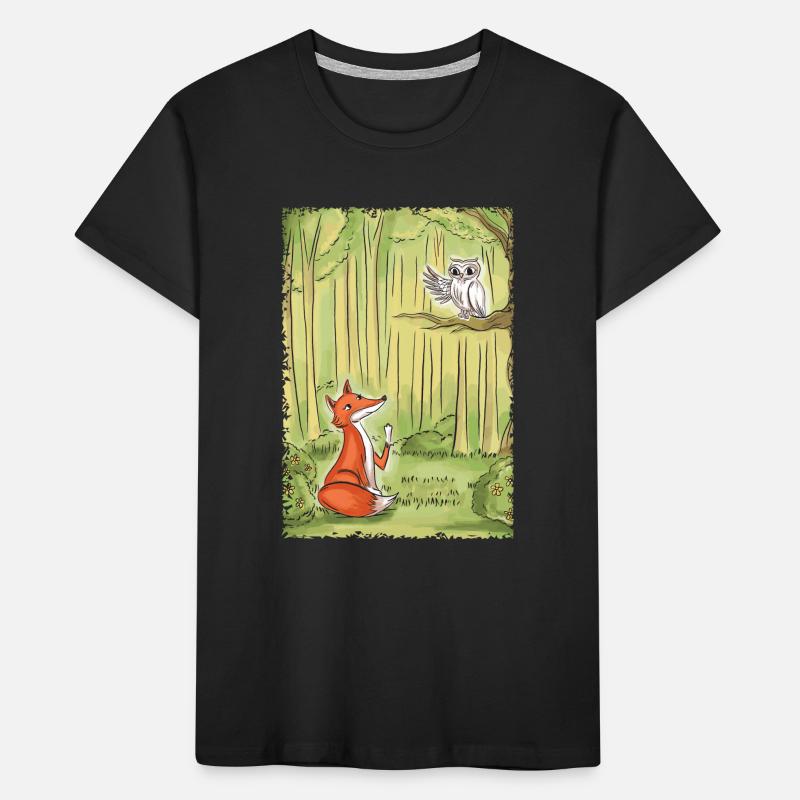 Fuchs mit Eule im Wald Kinder Premium Bio T-Shirt