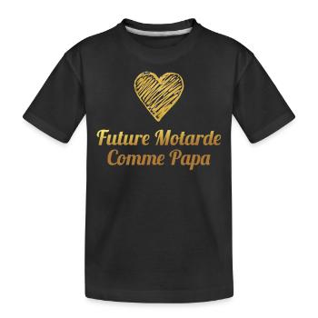 Future motarde comme papa coeur doré bébé fille - T-shirt bio Premium Enfant - noir - Devant