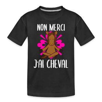 No Merci J'Ai Horse Cheval Équitation - Kinder Premium Bio T-Shirt - Schwarz - Vorne