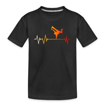 Breakdancing heartbeat - Kids' Premium Organic T-Shirt - black - Front
