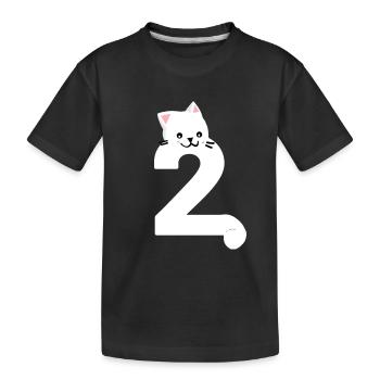 zwei Jahre alt Katze ich bin zwei - Kinder Premium Bio T-Shirt - Schwarz - Vorne