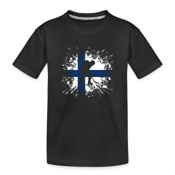 Eishockey Finnland FI Eissport Länderflagge Splash - Kinder Premium Bio T-Shirt - Schwarz - Vorne