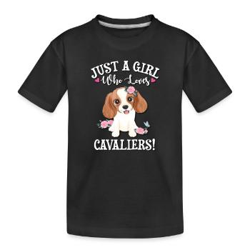 Cavalier King Charles Spaniel - Kids' Premium Organic T-Shirt - black - Front