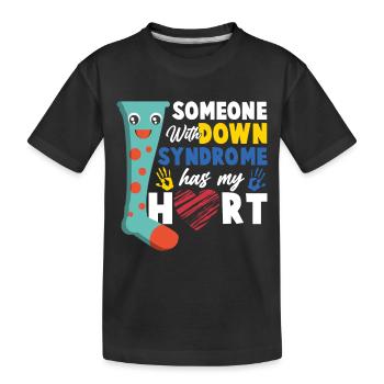 Cadeau d'amour de coeur de chaussette de syndrome de Down - T-shirt bio Premium Enfant - noir - Devant