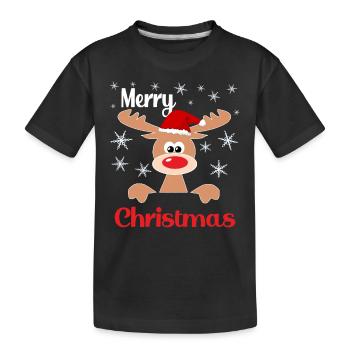 Merry Christmas Reindeer Geschenkidee - Rentier - Kinder Premium Bio T-Shirt - Schwarz - Vorne