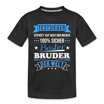 Bester Bruder der Welt Testsieger Geschenk - Kinder Premium Bio T-Shirt - Schwarz - Vorne