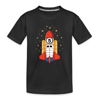 Cadeau de l'espace extra-atmosphérique de 5ème anniversaire de fusée - T-shirt bio Premium Enfant - noir - Devant