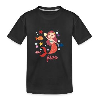 5ème anniversaire sirène sous la princesse de l'eau - T-shirt bio Premium Enfant - noir - Devant