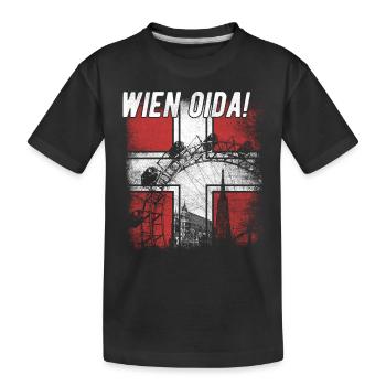 Wien Oida Lokalpatriotismus Und Wiener Humor - Kinder Premium Bio T-Shirt - Schwarz - Vorne