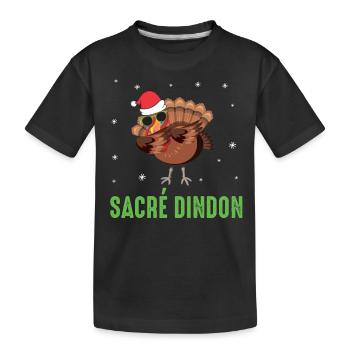 Sacré dindon dinde de noel dab chapeau et lunette - T-shirt bio Premium Enfant - noir - Devant