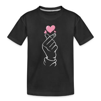 K-Pop Finger Herz - Kinder Premium Bio T-Shirt - Schwarz - Vorne