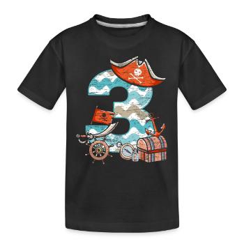 3. Geburtstag Piraten Jungen Kindergeburtstag 3 - Kinder Premium Bio T-Shirt - Schwarz - Vorne