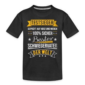 Bester Schwiegervater Der Welt Testsieger Geschenk - Kinder Premium Bio T-Shirt - Schwarz - Vorne