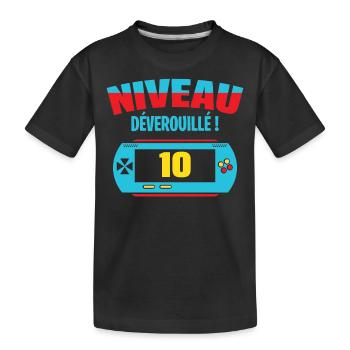 Joyeux anniversaire 10 ans gamer console manette - T-shirt bio Premium Enfant - noir - Devant