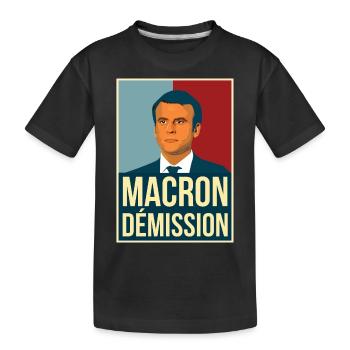 Anti Macron outside resignation retro vintage demos - Kids' Premium Organic T-Shirt - black - Front