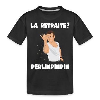 Macron reforms LREM pensioners poverty misery street - Kids' Premium Organic T-Shirt - black - Front