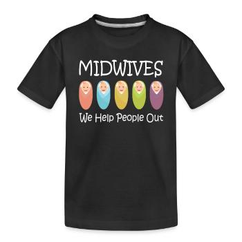 midwife - Kids' Premium Organic T-Shirt - black - Front