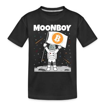 Moonboy BTC Moon Bitcoin Funny Crypto Moon - Kids' Premium Organic T-Shirt - black - Front